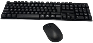 Box of HK 8200 wireless keyboard and mouse combo showing black keyboard, mouse, and USB nano receiver.