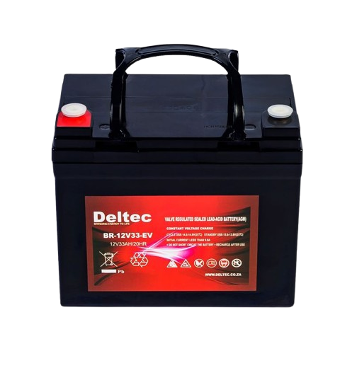 deltec br 12v33, which is a 12v 33ah sealed lead acid (sla) agm battery.